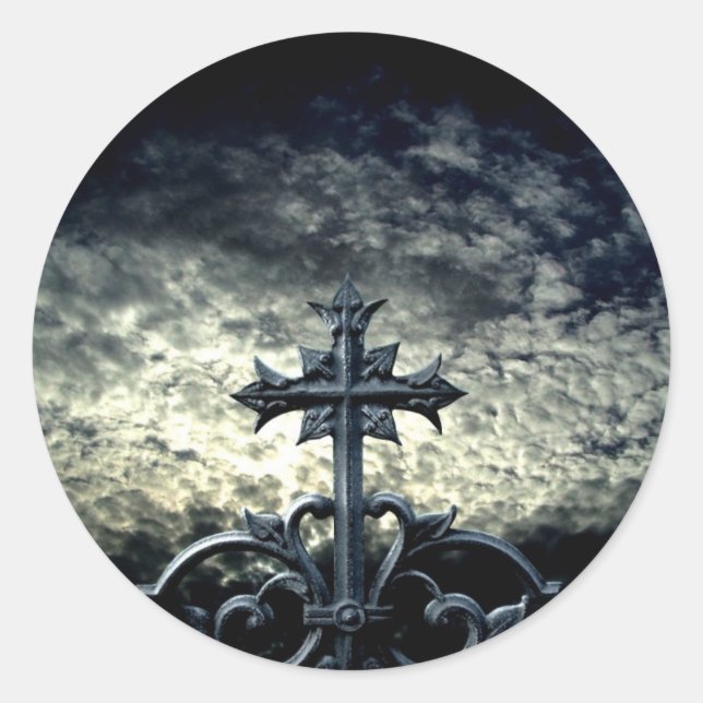 Gothic Darker Friedhof Kreuzsticker Runder Aufkleber (Vorderseite)