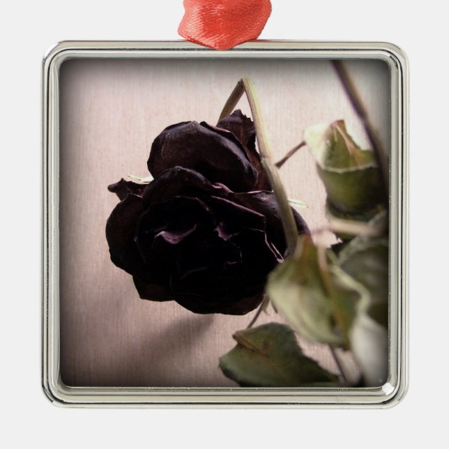 Gothic Dead Rose Silbernes Ornament (Vorne)