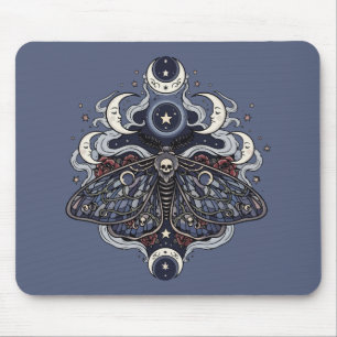 Gothic Death's-Head-Motte und Mondphasen Mousepad