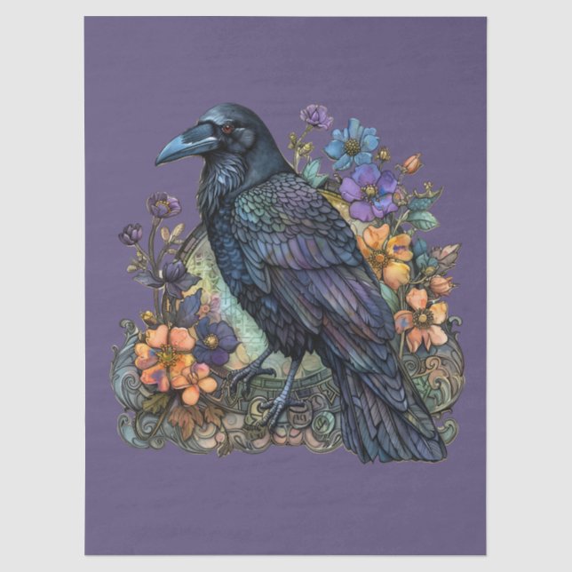 Gothic Decoupage Raven Florals farbenfroh Seidenpapier (Vorderseite)