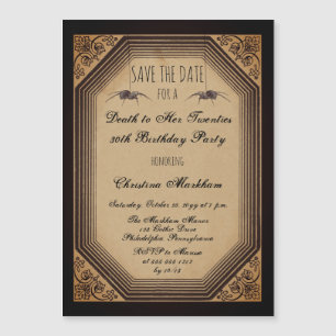 Gothic Deko Death to She 20s Birthday Party Rettet Magneteinladung