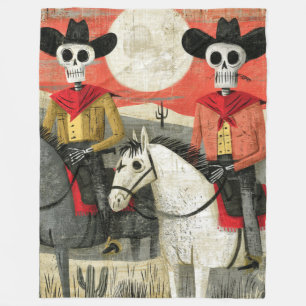 Gothic Desert Mond Skelett Cowboys Fleecedecke