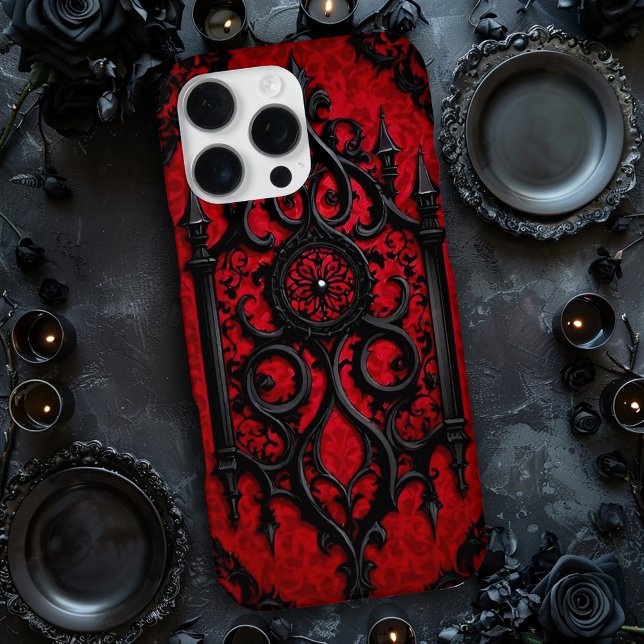 Gothic Design in Rot und Schwarz iPhone 16 Pro Max Hülle (Von Creator hochgeladen)