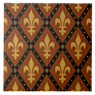 Gothic Design Lilie Motif Terra Cotta Tile Fliese