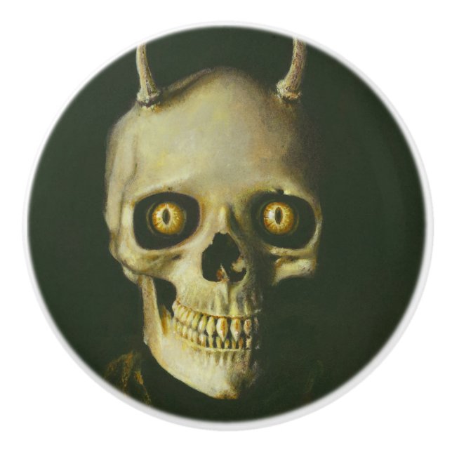 Gothic Devil Skull Knob Handle Keramikknauf (Vorderseite)