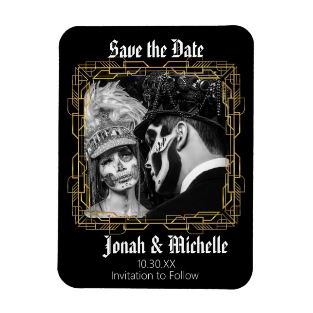 Gothic Dia De Los Muertos Save the Date Magnet (Vertikal)
