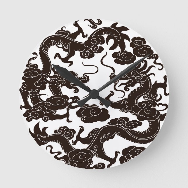 Gothic Dragon Clock Runde Wanduhr (Vorderseite)