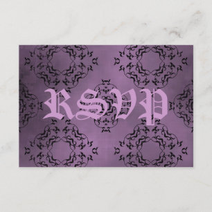 Gothic dreckiger lila Damast lässige Hochzeit RSVP Karte