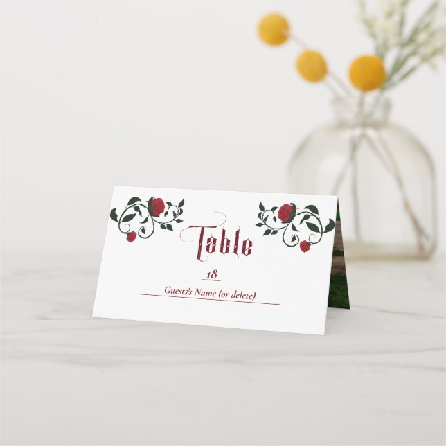 Gothic Dripping Bloody Rose Moody Foto Wedding Platzkarte (Vorderseite)