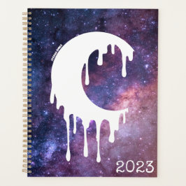 Gothic Dripping Moon White Silhouette Galaxy Planer