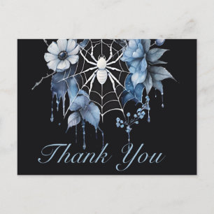 Gothic Dusty Blue Floral Spiderweb Vielen Dank Postkarte