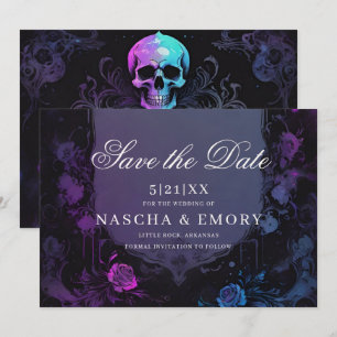 Gothic Elegance Lila Boho Skull Save the Date