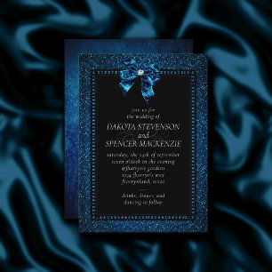 Gothic Elegance   Türkis Blue Moody Bow Wedding Einladung
