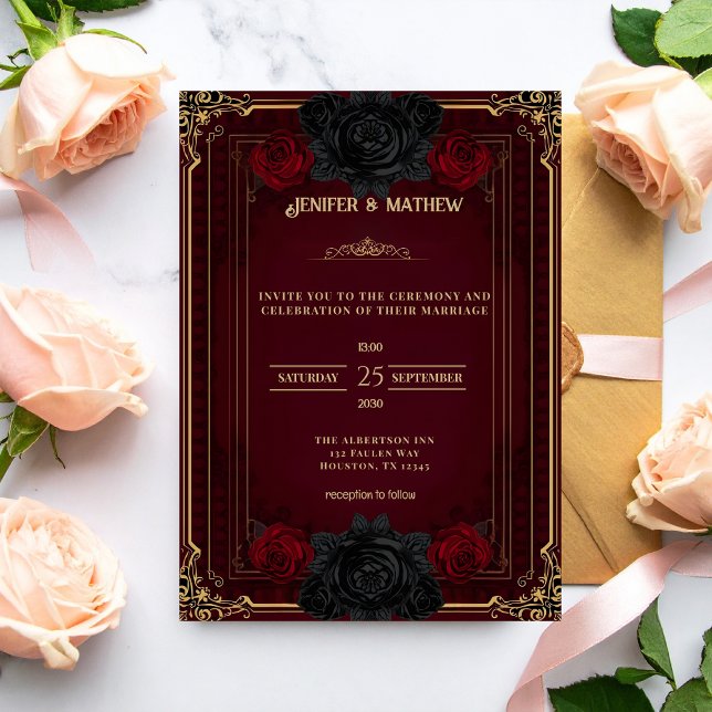 Gothic Elegant Dark Romance Wedding Invitation (Créateur téléchargé)