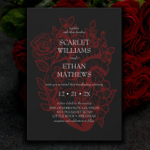 Gothic Elegant Red Black Floral Heart Handfasting