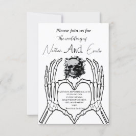 Gothic Elegant Skull Hochzeit Einladung