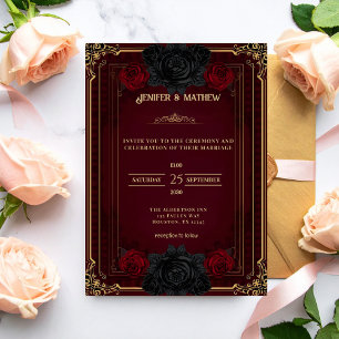Gothic Elegante Dunkle Romantik-Hochzeitseinladung Einladung