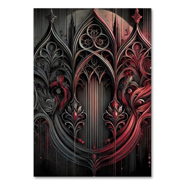 Gothic Eleganz Tischkarte Tischnummer (Vorderseite)