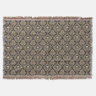 Gothic-Eleganz Totenkopf Damast Decke