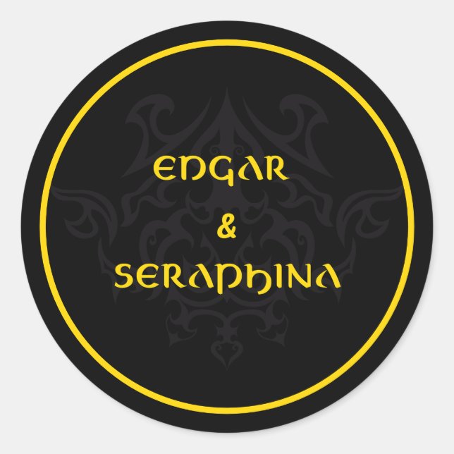 Gothic Emblem Black and Gold Runder Aufkleber (Vorderseite)