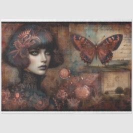 Gothic Ephemera Lace Butterfly Lady Decoupage Seidenpapier