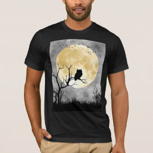 Gothic Eulen-Silhouette und riesiger Vollmond Post T-Shirt