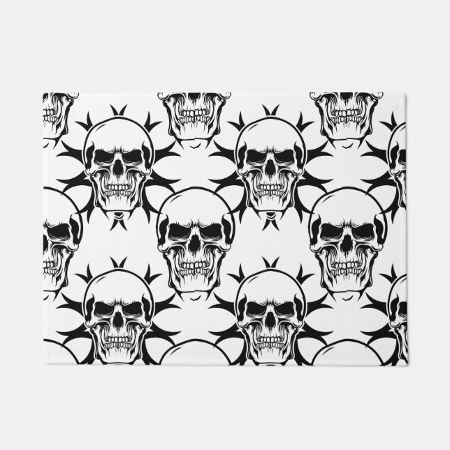 Gothic Evil Skulls BLACK AND WHITE Fußmatte (Vorderseite)