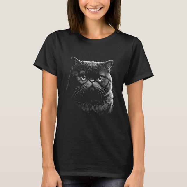 Gothic Exotic Shorthair Cat Women's Black T-Shirt (Devant)