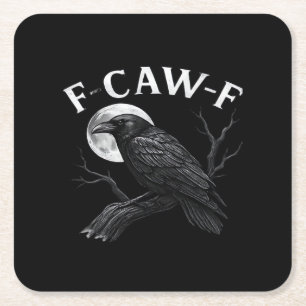 Gothic F-Caw-F Humor Lustiger Krähe Rechteckiger Pappuntersetzer