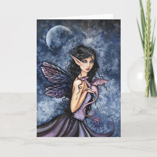 Gothic Fairy and Dragon Card von Molly Harrison Karte (Vorderseite)
