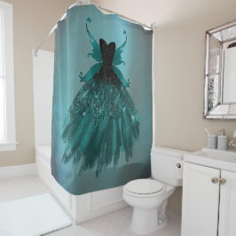 Gothic Fairy Aquamarin Gown | Deep Midnight Green  Duschvorhang