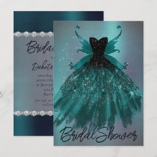 Gothic Fairy Aquamarin Gown | Deep Midnight Green Einladung