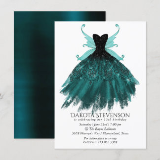 Gothic Fairy Aquamarin Gown | Deep Midnight Green Einladung