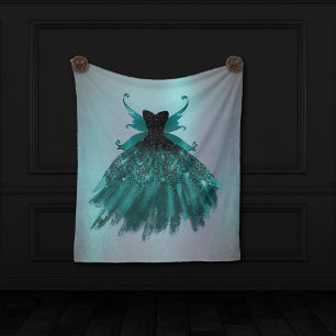 Gothic Fairy Aquamarin Gown   Deep Midnight Green  Fleecedecke