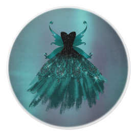 Gothic Fairy Aquamarin Gown | Deep Midnight Green  Keramikknauf