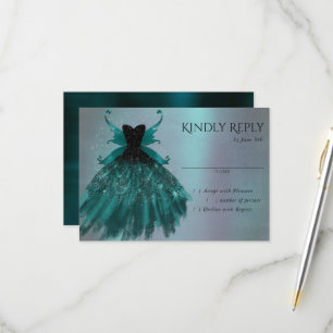 Gothic Fairy Aquamarin Gown   Deep Midnight Green  RSVP Karte