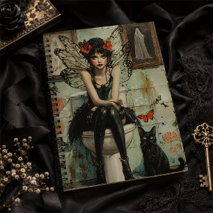 Gothic Fairy & Black Cat Eigenartige Halloween-Kun Notizbuch