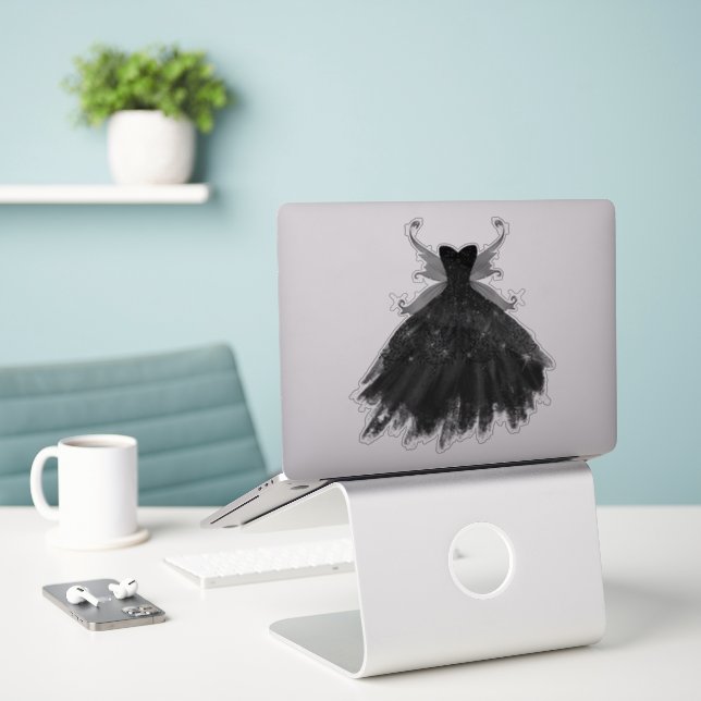 Gothic Fairy Black Gown | Vampy Goth Glam Sheen Aufkleber (Laptop auf Schreibtisch)