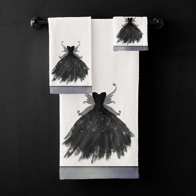 Gothic Fairy Black Gown | Vampy Goth Glam Sheen Badhandtuch Set (Von Creator hochgeladen)