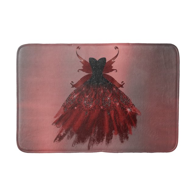 Gothic Fairy Crimson Gown | Deep Radiant Red Sheen Badematte (Vorderseite)