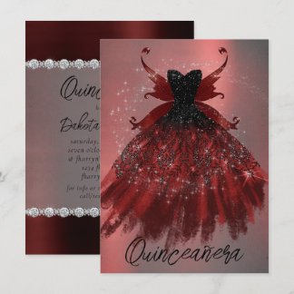 Gothic Fairy Crimson Gown | Deep Radiant Red Sheen Einladung