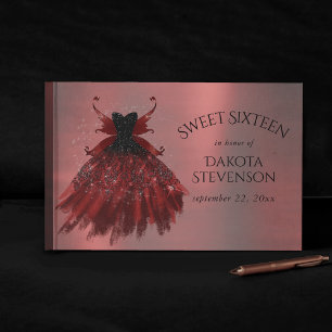 Gothic Fairy Crimson Gown Deep Radiant Red Sheen Gästebuch