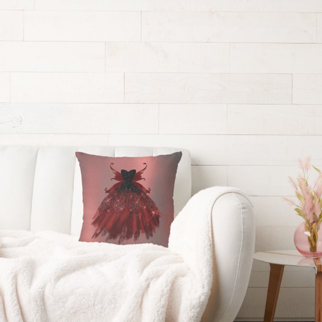 Gothic Fairy Crimson Gown | Deep Radiant Red Sheen Kissen (Liege)