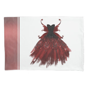 Gothic Fairy Crimson Gown   Deep Radiant Red Sheen Kissenbezug