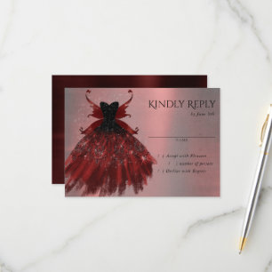 Gothic Fairy Crimson Gown   Deep Radiant Red Sheen RSVP Karte