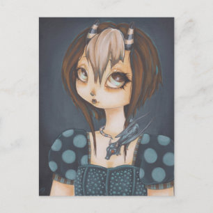 Gothic fairy dragon in blue postcard postkarte