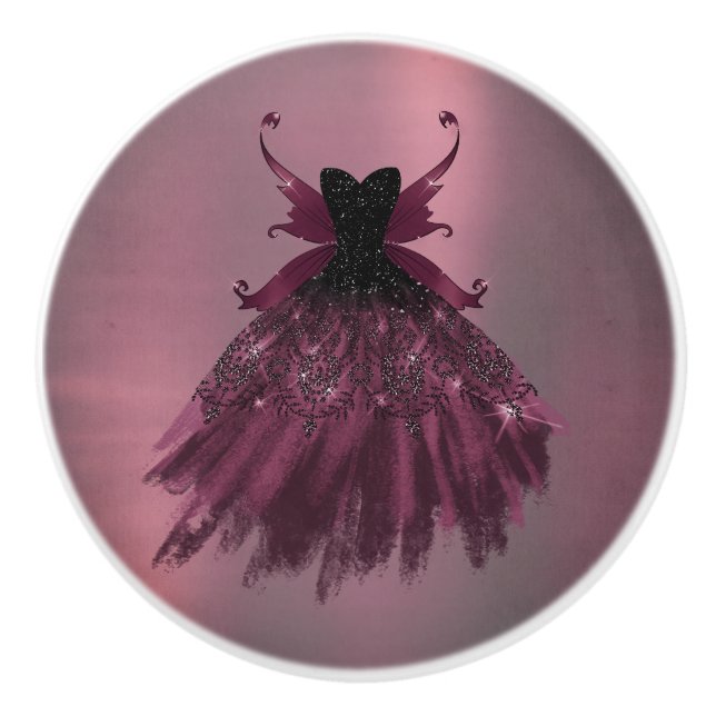 Gothic Fairy Fuchsia Gown | Punk Rock Pink Magenta Keramikknauf (Vorderseite)