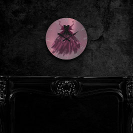 Gothic Fairy Fuchsia Gown | Punk Rock Pink Magenta Runde Wanduhr