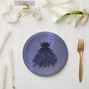 Gothic Fairy Indigo Gown   Deep Royal Lila Sheen Pappteller