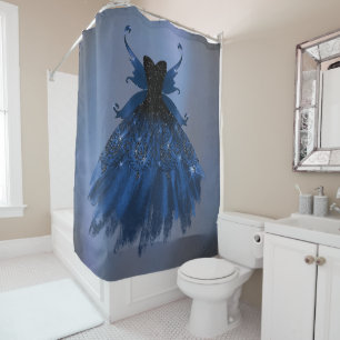 Gothic Fairy Navy Gown   Deep Cobalt Blue Sheen Duschvorhang
